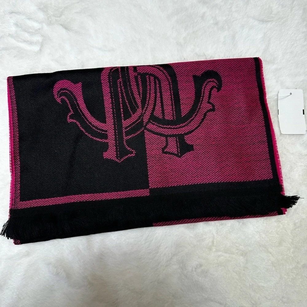 Roberto Cavalli Black and Pink Scarf